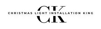 "Logo featuring the bold initials 'CK' with 'Christmas Light Installation King' written in uppercase sans-serif font across the center, creating a sleek and professional design."